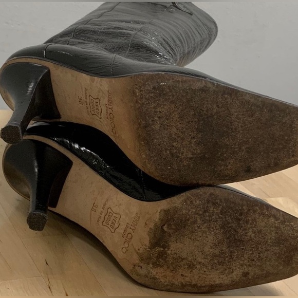 Vintage Jimmy Choo Black Patent Leather Tall Boot - Picture 6 of 8